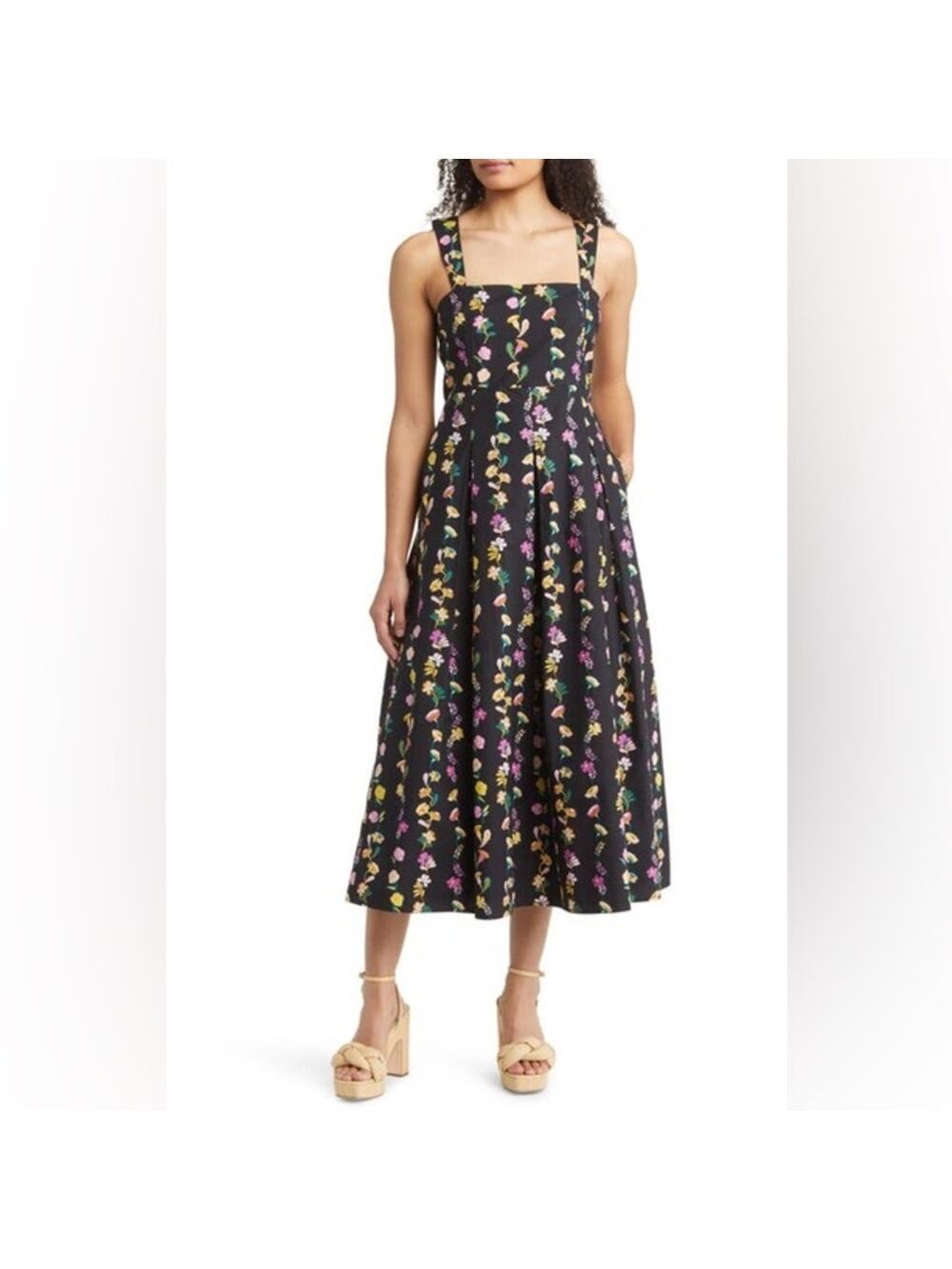 Banjanan Ophelia Floral Print Dress In Folk Floral Onyx Women’s Sz S